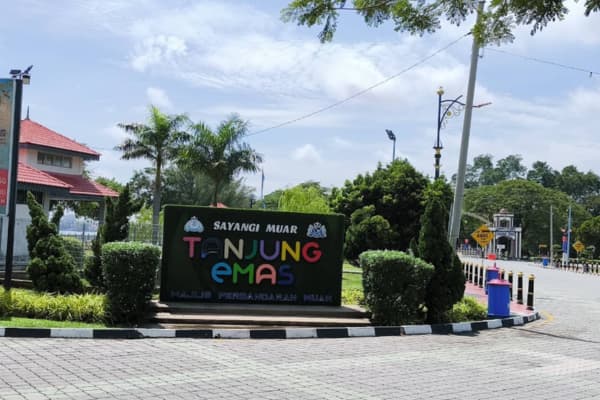 Tanjung Emas Muar waterfront signboard Johor heritage